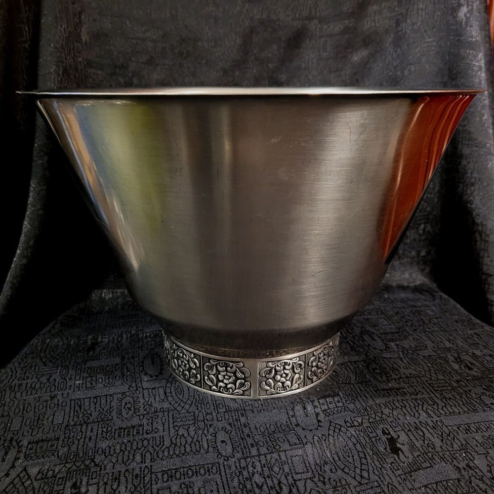STANLEY ROBERTS Large VELVET 18-8 Stainless Steel Burguntine SALAD BOWL 10.5"x7"